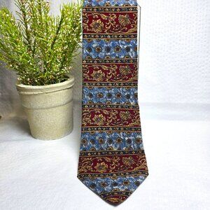 METROPOLITAN MUSEUM OF ART TIE 100% IMPORTED SILK MENS TIE BLUE GOLD BURGANDY